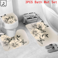 Загрузите изображение в программу просмотра галереи, Синяя, красная, розовая, розовая, с принтом, занавеска для душа с крючками, набор ковриков для ванной комнаты, противоскользящий мягкий ковер для ванной, украшение для дома на день Святого Валентина