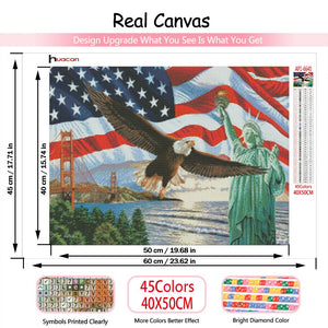 Huacan 5d Kits de pintura de diamantes Bandera americana completa Bordado Águila Mosaico Granja Decoración para el hogar Regalo hecho a mano