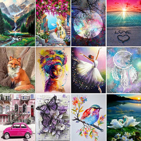 JIEME 5D diamante pintura paisaje figura dibujos animados completo redondo diamante mosaico DIY diamante bordado hogar Decoración regalo