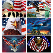 Carica l&#39;immagine nel visualizzatore della Galleria, Huacan Kit di pittura con diamanti 5D completo di bandiera americana ricamo aquila mosaico fattoria decorazioni per la casa regalo fatto a mano