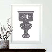 Cargar imagen en el visor de la galería, Cartel de baño divertido, impresiones en lienzo y póster Let that Shit Go Quote, arte de baño para pintura Zen, cuadro de pared, decoración de baño