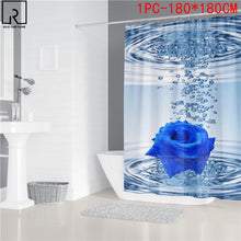 Загрузите изображение в программу просмотра галереи, Синяя, красная, розовая, розовая, с принтом, занавеска для душа с крючками, набор ковриков для ванной комнаты, противоскользящий мягкий ковер для ванной, украшение для дома на день Святого Валентина