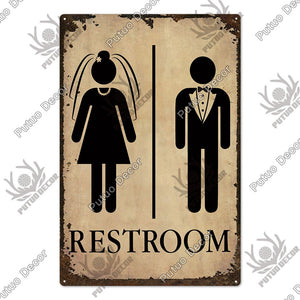 Putuo Decor Restroom Tin Sign Vintage Bathroom Plaque Metal Wall Art Posters for Toilet Decoration Accessories Iron Paintings