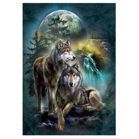 5D Diy diamante pintura Lobo diamante bordado Luna paisaje Rhinestone mosaico animales hecho a mano regalo decoración de pared