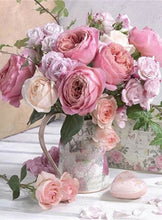 Cargar imagen en el visor de la galería, DIY 5D diamante pintura florero diamante mosaico flor arte DIY Rhinestone bordado punto de cruz Kit decoración del hogar