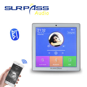 Smart Home Audio Mini amplificateur Bluetooth sans fil 2/4 canaux Écran tactile 4 ''Radio FM Fonction de carte AUX TF dans l'amplificateur mural