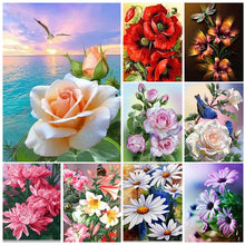 Carica l&#39;immagine nel visualizzatore della Galleria, Pittura diamante rosa fiori pittura di cristallo 5D fai da te completo rotondo paesaggio mosaico ricamo decorazioni per la casa arte della parete