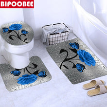 Загрузите изображение в программу просмотра галереи, Ткань с принтом вишни, занавески для душа, комплект штор для ванной комнаты, противоскользящие коврики с цветами, крышка для унитаза, наборы ковриков для ванной