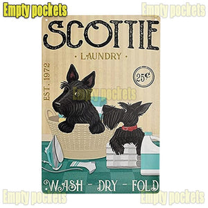 Vintage Metal Tin Signs Plate Scottish Terrier Dog Posters for The Home Restroom Bar Club Kithchen Farmhouse Wall Decoration