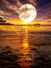 Carica l&#39;immagine nel visualizzatore della Galleria, Nuovo fai da te pittura diamante 5D albero di luna mosaico rotondo completo paesaggio fiore diamante ricamo arte strass per la decorazione domestica