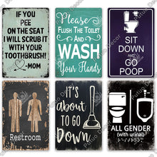 Laden Sie das Bild in den Galerie-Viewer, Putuo Decor Restroom Blechschild Vintage Badezimmer Plaque Metall Wandkunst Poster für WC Dekoration Zubehör Eisen Gemälde
