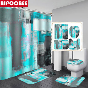 Abstract Marble Shower Curtain Crack Gold Texture Luxury Stone Grain Bathroom Curtains Toilet Cover and Bath Mat Non-Slip Rug
