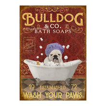 Carica l&#39;immagine nel visualizzatore della Galleria, Targhe in metallo in metallo Bulldog francese Sapone da bagno Bagno Soggiorno Amante dei cani Decorazione della parete della casa Art Poster Decor 8 X 12 pollici