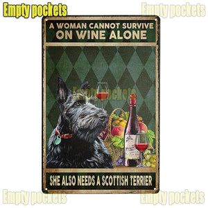 Vintage Metal Tin Signs Plate Scottish Terrier Dog Posters for The Home Restroom Bar Club Kithchen Farmhouse Wall Decoration