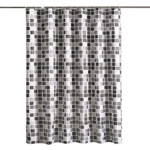 Cortina de ducha impermeable con 12 ganchos, cortinas de baño con estampado de mosaico, cortina de baño de tela de poliéster para decoración de baño