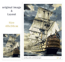 Load image into Gallery viewer, RUOPOTY Frame Sailing Boat Landscape DIY Painting By Numbers Hand painted Vintage Oil Painting Home Wall Art Picture 40x50cm