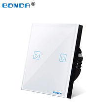 Carica l&#39;immagine nel visualizzatore della Galleria, Interruttore tattile Interruttori a sensore Luce a parete Led 1 via 110v 220v 220 V Pulsante lampada on off Controller Pannello in vetro temperato impermeabile