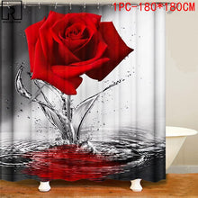 Загрузите изображение в программу просмотра галереи, Синяя, красная, розовая, розовая, с принтом, занавеска для душа с крючками, набор ковриков для ванной комнаты, противоскользящий мягкий ковер для ванной, украшение для дома на день Святого Валентина