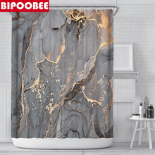 Laden Sie das Bild in den Galerie-Viewer, Abstrakter Marmor-Duschvorhang mit Crack-Gold-Textur, Luxus-Steinmaserung, Badezimmervorhänge, Toilettenabdeckung und Badematte, rutschfester Teppich