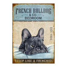 Carica l&#39;immagine nel visualizzatore della Galleria, Targhe in metallo in metallo Bulldog francese Sapone da bagno Bagno Soggiorno Amante dei cani Decorazione della parete della casa Art Poster Decor 8 X 12 pollici