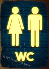 Laden Sie das Bild in den Galerie-Viewer, Frauen Männer Toilette Metallschild Toilette Blechschild Wanddekoration für Man Cave Hotel Pub Bar Eisenmalerei Fress Wifi Metallposter