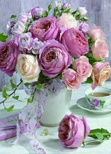 Cargar imagen en el visor de la galería, DIY 5D diamante pintura florero diamante mosaico flor arte DIY Rhinestone bordado punto de cruz Kit decoración del hogar