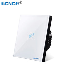 Carica l&#39;immagine nel visualizzatore della Galleria, Interruttore tattile Interruttori a sensore Luce a parete Led 1 via 110v 220v 220 V Pulsante lampada on off Controller Pannello in vetro temperato impermeabile