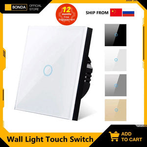 Touch Switch Sensor Switches Light  Wall Led 1 Way 110v 220v 220 V Lamp Button on Off Controller Waterproof Tempered Glass Panel
