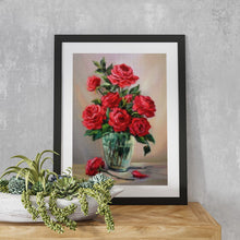 Cargar imagen en el visor de la galería, DIY 5D pintura de diamantes flores bordado de diamantes rosas flores mosaico de diamantes de imitación regalo de cumpleaños decoración del hogar