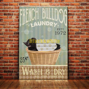 Metal Tin Signs French Bulldog Bath Soap Bathroom Living Room Dog Lover Decoration Home Wall Art Poster Decor 8 X 12 Inches
