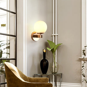 Декоративный светодиодный настенный светильник, железный светильник для ночного чтения, домашняя лестница, винтажный лофт, бра, настенные светильники, стеклянный шар, золотой, черный E27
