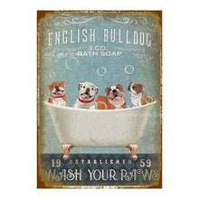 Carica l&#39;immagine nel visualizzatore della Galleria, Targhe in metallo in metallo Bulldog francese Sapone da bagno Bagno Soggiorno Amante dei cani Decorazione della parete della casa Art Poster Decor 8 X 12 pollici
