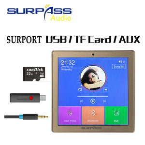 Smart Home Audio 2/4 Channel Wireless Bluetooth Mini Amplifier 4&#39;&#39; Touch Screen FM Radio AUX TF Card Function In Wall Amplifier