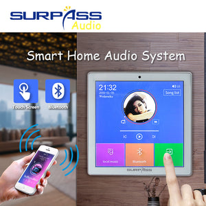 Умный дом, аудио, 2/4-канальный беспроводной мини-усилитель Bluetooth, 4-дюймовый сенсорный экран, FM-радио, функция AUX TF-карты, настенный усилитель