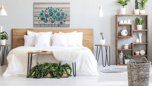 Whatarter - Lienzo floral azul, pintura de arte de pared para dormitorio, cocina, sala de estar, decoración