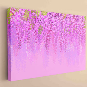 Художественная картина на холсте с фиолетовыми розовыми цветами