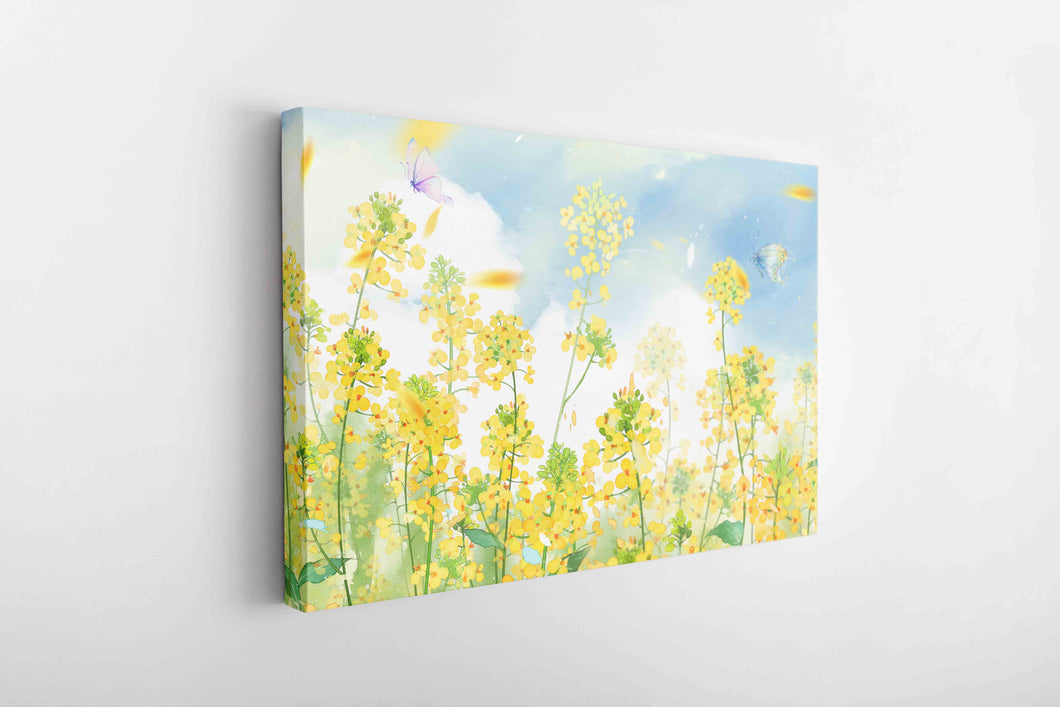 Blumendekor-Wandkunst-Leinwand-Gelb-Thema