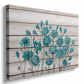 Whatarter Blue Floral Canvas - Wall Art Peinture pour Chambre Cuisine Salon Décoration