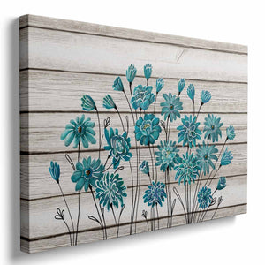 Whatarter синий цветочный холст-настенная живопись для украшения спальни, кухни, гостиной