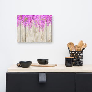 Cuadros de arte de pared Impresión en lienzo Habitación de cama Flor rosa Fondo de tablero de madera