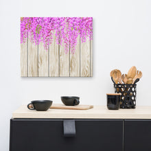 Laden Sie das Bild in den Galerie-Viewer, Wandkunst Bilder Leinwanddruck Schlafzimmer Rosa Blume Holzbrett Hintergrund