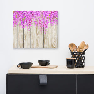 Cuadros de arte de pared Impresión en lienzo Habitación de cama Flor rosa Fondo de tablero de madera