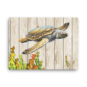 Художественная печать на холсте, настенные картины для гостиной, тысячелетняя морская черепаха, деревянная доска, фон