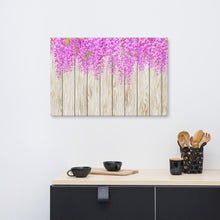 Laden Sie das Bild in den Galerie-Viewer, Wandkunst Bilder Leinwanddruck Schlafzimmer Rosa Blume Holzbrett Hintergrund