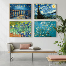 Cargar imagen en el visor de la galería, Famoso artista Van Gogh pintura al óleo cielo estrellado Iris flor amanecer paisaje lienzo pintura impresión póster imagen decoración de pared