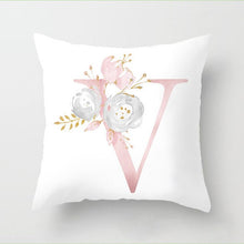 Carica l&#39;immagine nel visualizzatore della Galleria, Cuscino Lettere Cuscini decorativi floreali rosa Federa Fodera per cuscino in poliestere Cuscino decorativo per divano Fodera per cuscino 40835