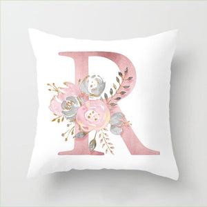 Pillow Letters Pink Floral Decorative Cushions Pillowcase Polyester Cushion Cover Throw Pillow Sofa Decoration Pillowcover 40835