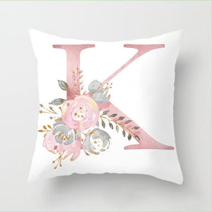 Подушка с буквами, розовые цветочные декоративные подушки, наволочка, чехол для подушки из полиэстера, декоративная подушка для дивана, наволочка 40835
