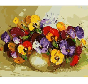 Cuadro de flores vivas, pintura DIY por números, pintura al óleo pintada a mano, pintura acrílica sobre lienzo para decoración del hogar, 60x75cm