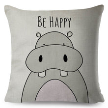 Carica l&#39;immagine nel visualizzatore della Galleria, Nordic Zebra Ippopotamo Giraffa Leone Coccodrillo Federa Decor Animale Fodera per cuscino per divano Federa Federa per cuscino 45x45 cm